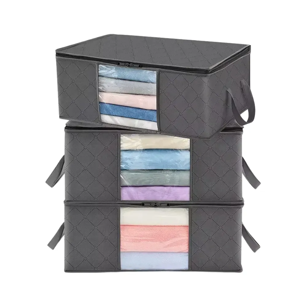ANYHOUZ Storage Bag Grey 35L Multi Purpose Packing Organizer For Comforters And Blankets