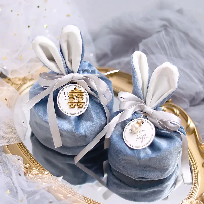ANYPARTY Treat Bags Velvet Easter Bunny Ears With Pearl Card Party Favors Storage