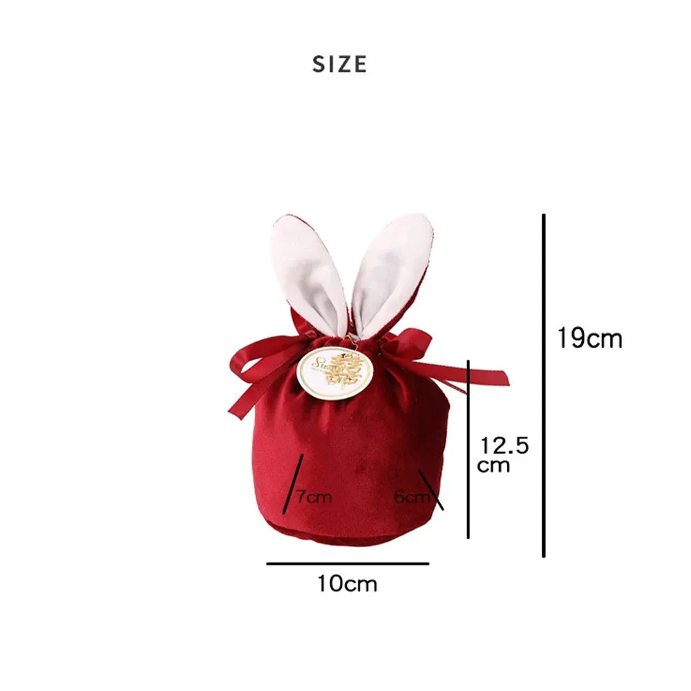 ANYPARTY Treat Bags Velvet Easter Bunny Ears With Pearl Card Party Favors Storage