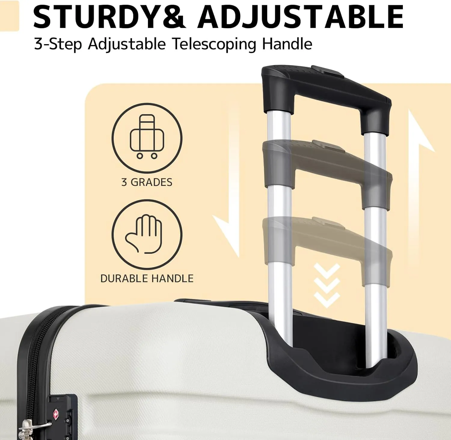 AnyZip Luggage Sets 3 Piece PC ABS Hardside Lightweight Suitcase with 4 Universal Wheels TSA Lock Carry On 20 24 28 Inch White