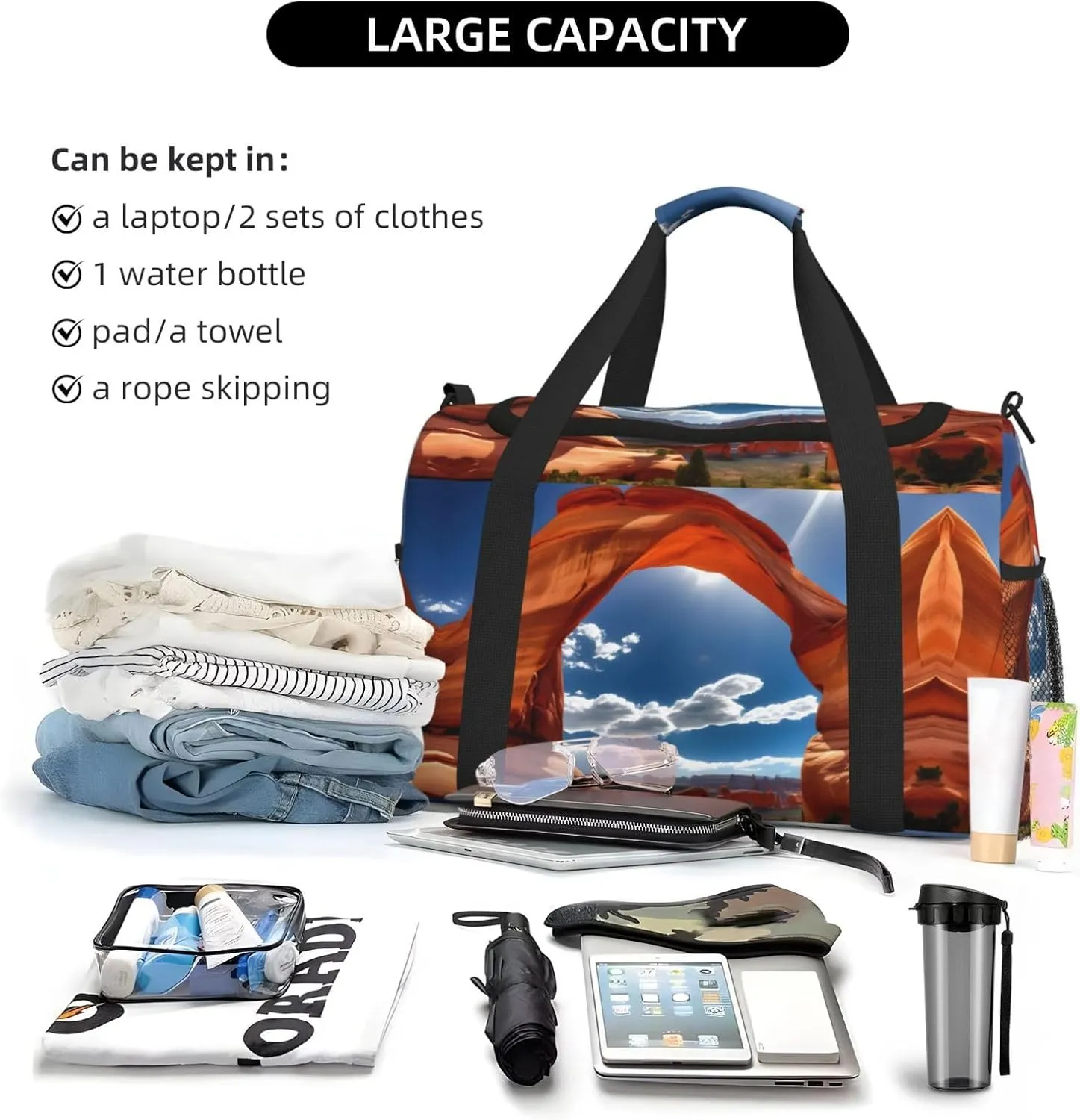 Arches National Park print Carry on Bag Underseat Personal Item Bag Travel Duffel Bag Gym Carry On Sports Bag
