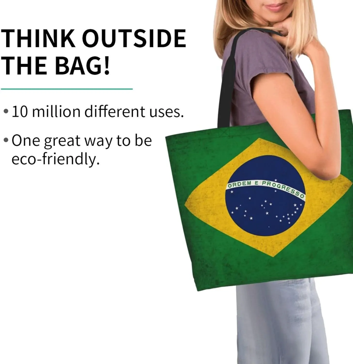 ASYG Cute Flag Tote Bag for Women and Men Reusable Shoulder Bags for Gym, Shopping, Beach,Travel