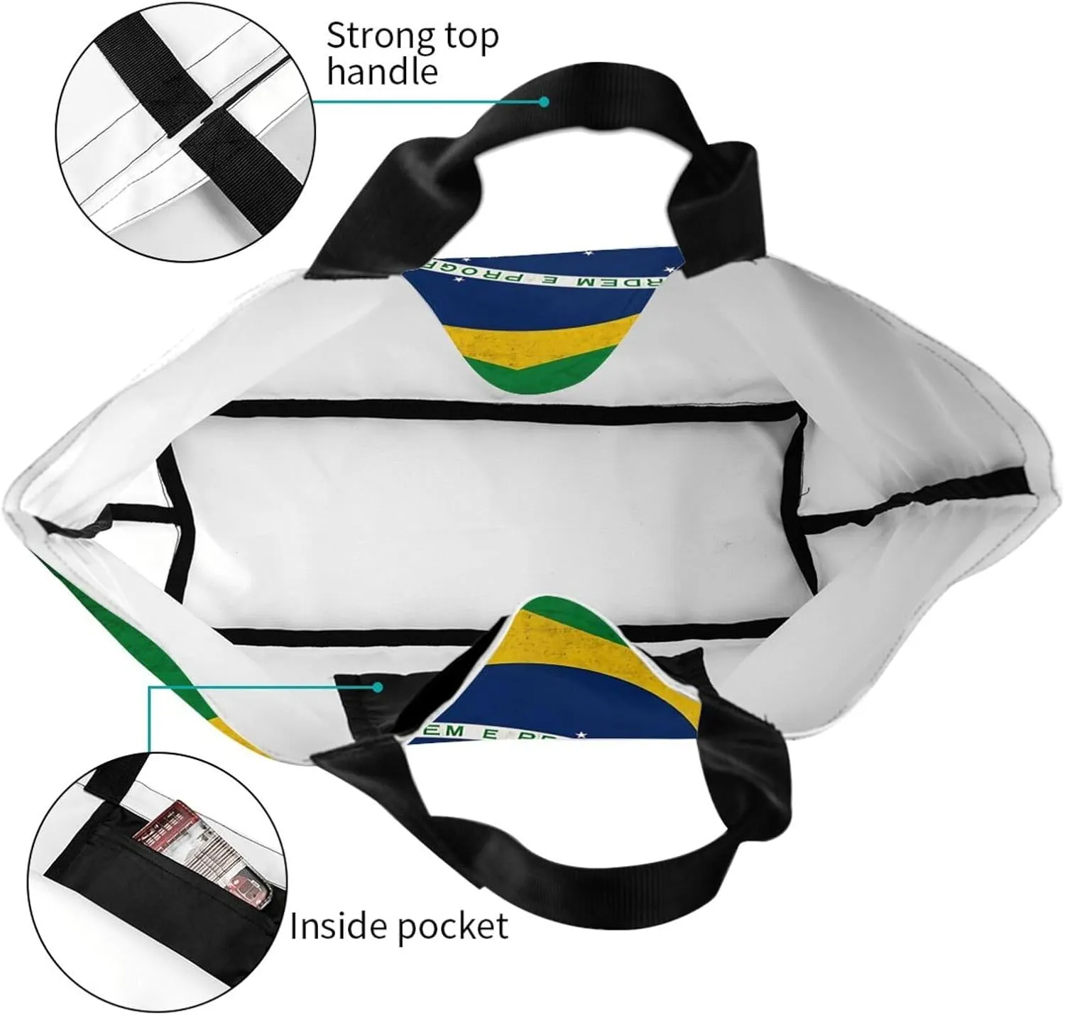ASYG Cute Flag Tote Bag for Women and Men Reusable Shoulder Bags for Gym, Shopping, Beach,Travel