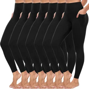 ATHVOTAR Leggings with Pockets for Women, 7 Packs High Waisted Workout Tummy Control Yoga Pants