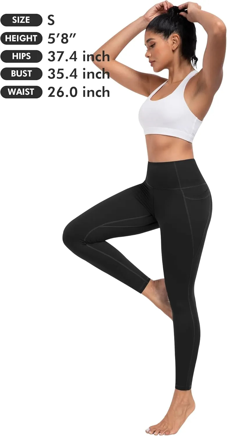 ATHVOTAR Leggings with Pockets for Women, 7 Packs High Waisted Workout Tummy Control Yoga Pants