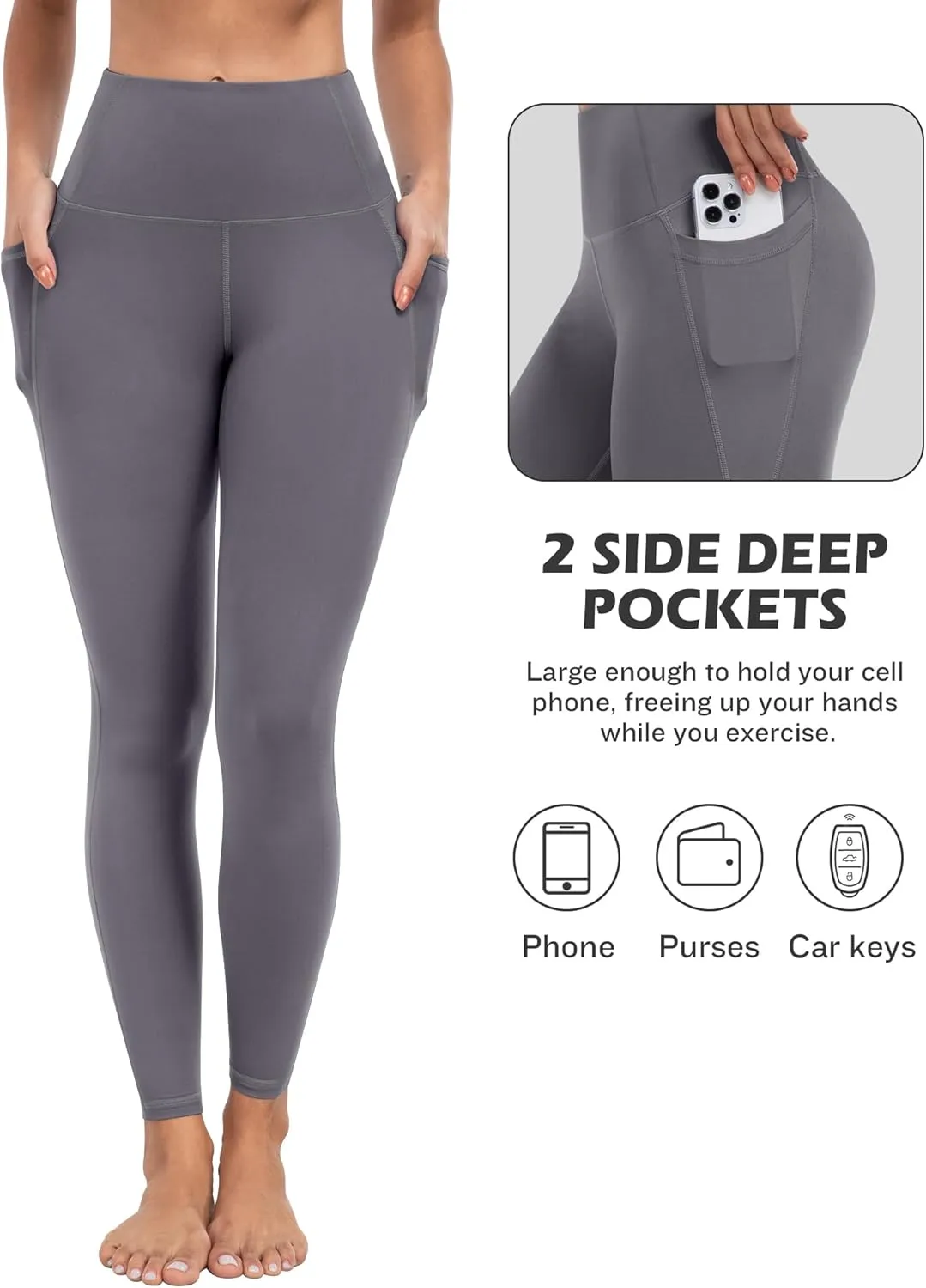 ATHVOTAR Leggings with Pockets for Women, 7 Packs High Waisted Workout Tummy Control Yoga Pants