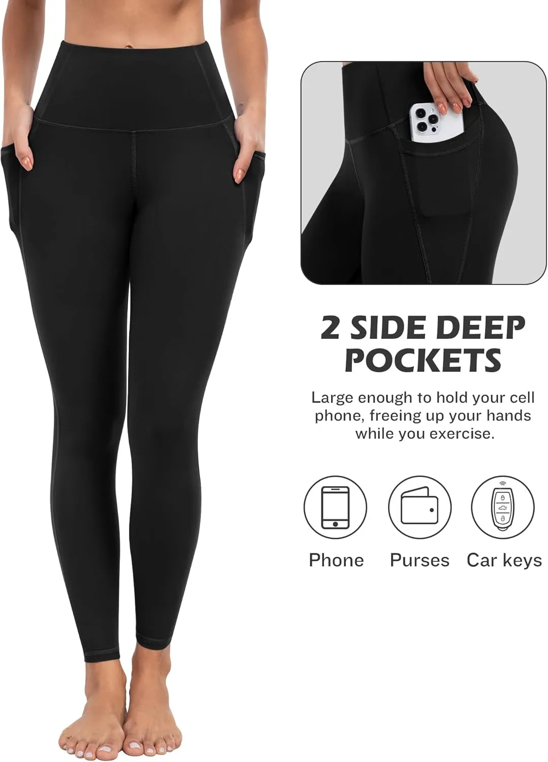 ATHVOTAR Leggings with Pockets for Women, 7 Packs High Waisted Workout Tummy Control Yoga Pants