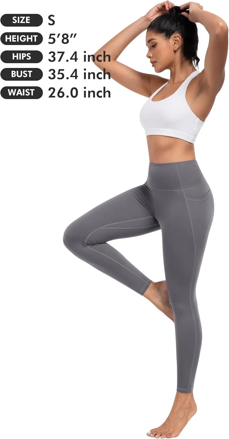 ATHVOTAR Leggings with Pockets for Women, 7 Packs High Waisted Workout Tummy Control Yoga Pants