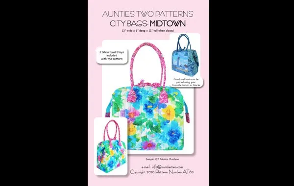 Aunties Two City Bags: Midtown Pattern Finished Size: 13"x6"x12"