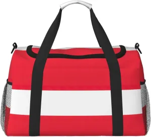 Austrian flag print Weekender Overnight Carry On Bag Gym Luggage Bag Duffel Bag for Travel Women