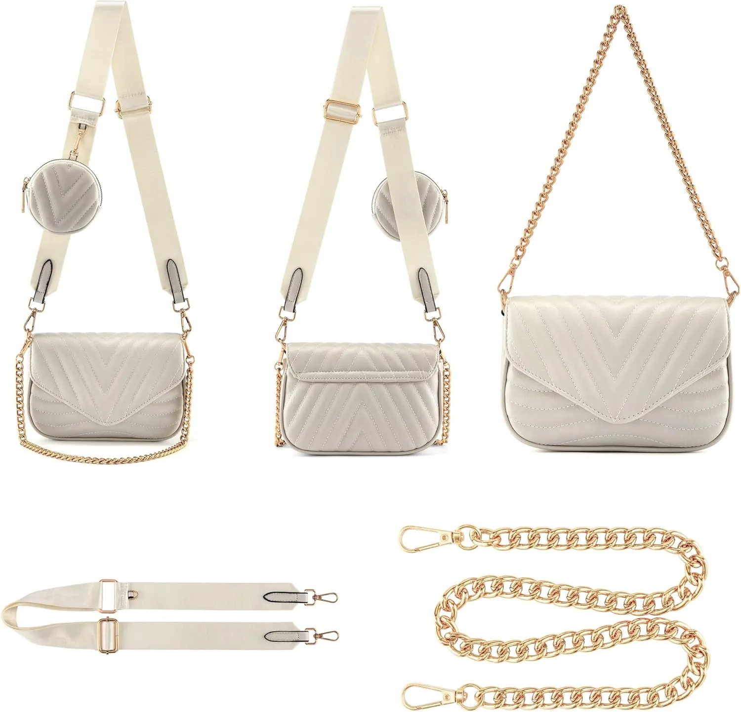Ayliss Women Multipurpose Small/Medium Crossbody Bags Shoulder Handbag Coin Purse Trendy Clutch Evening Bag PU Leather Chain