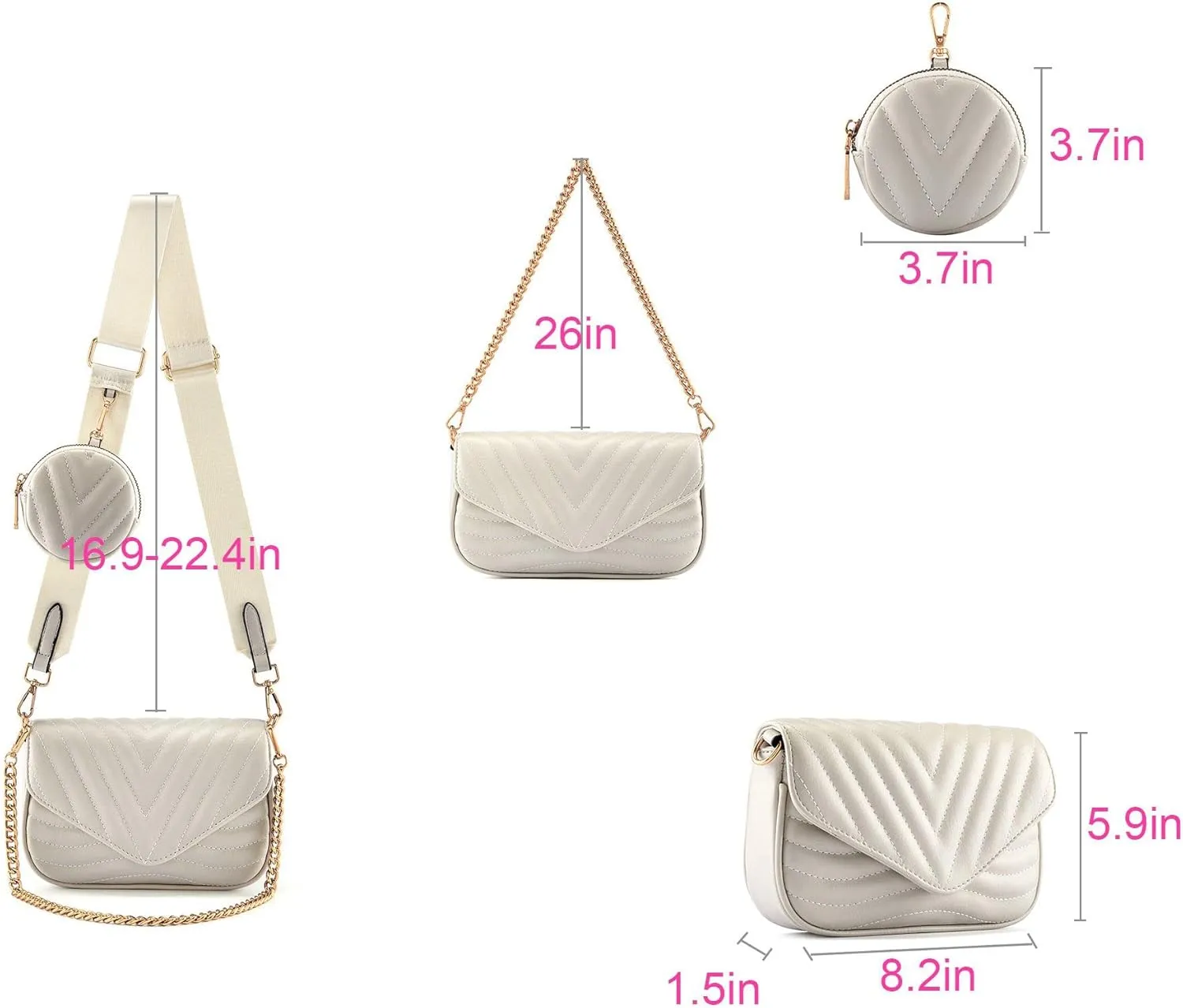 Ayliss Women Multipurpose Small/Medium Crossbody Bags Shoulder Handbag Coin Purse Trendy Clutch Evening Bag PU Leather Chain