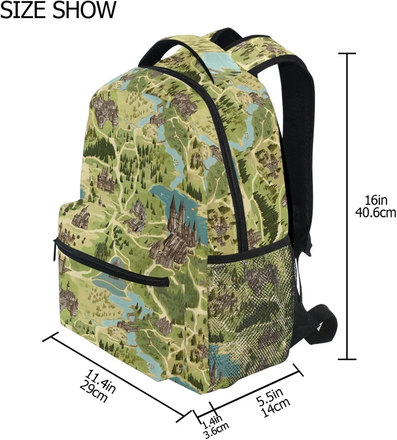 Backpack for Teenager Waterproof Carry On Backpacks with Chest Strap for Travel Trip Game Map