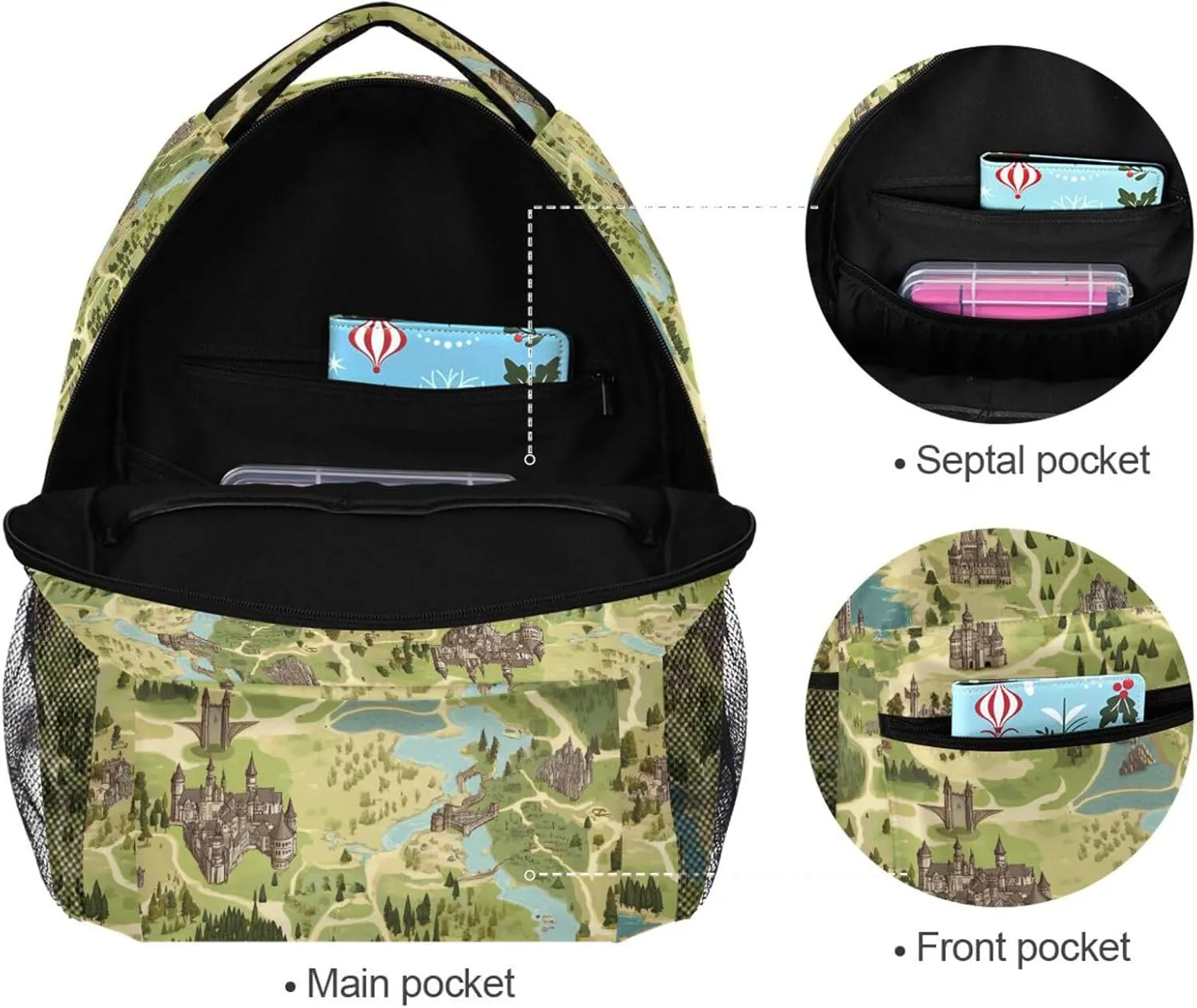 Backpack for Teenager Waterproof Carry On Backpacks with Chest Strap for Travel Trip Game Map