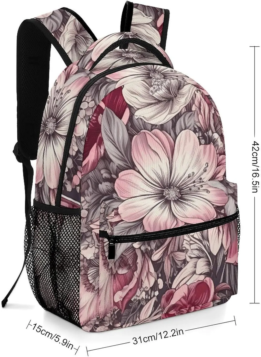 Backpack for Women Men Travel Flower Design Pattern Daypack Lightweight Laptop Bag Carry On Backpacks for Work