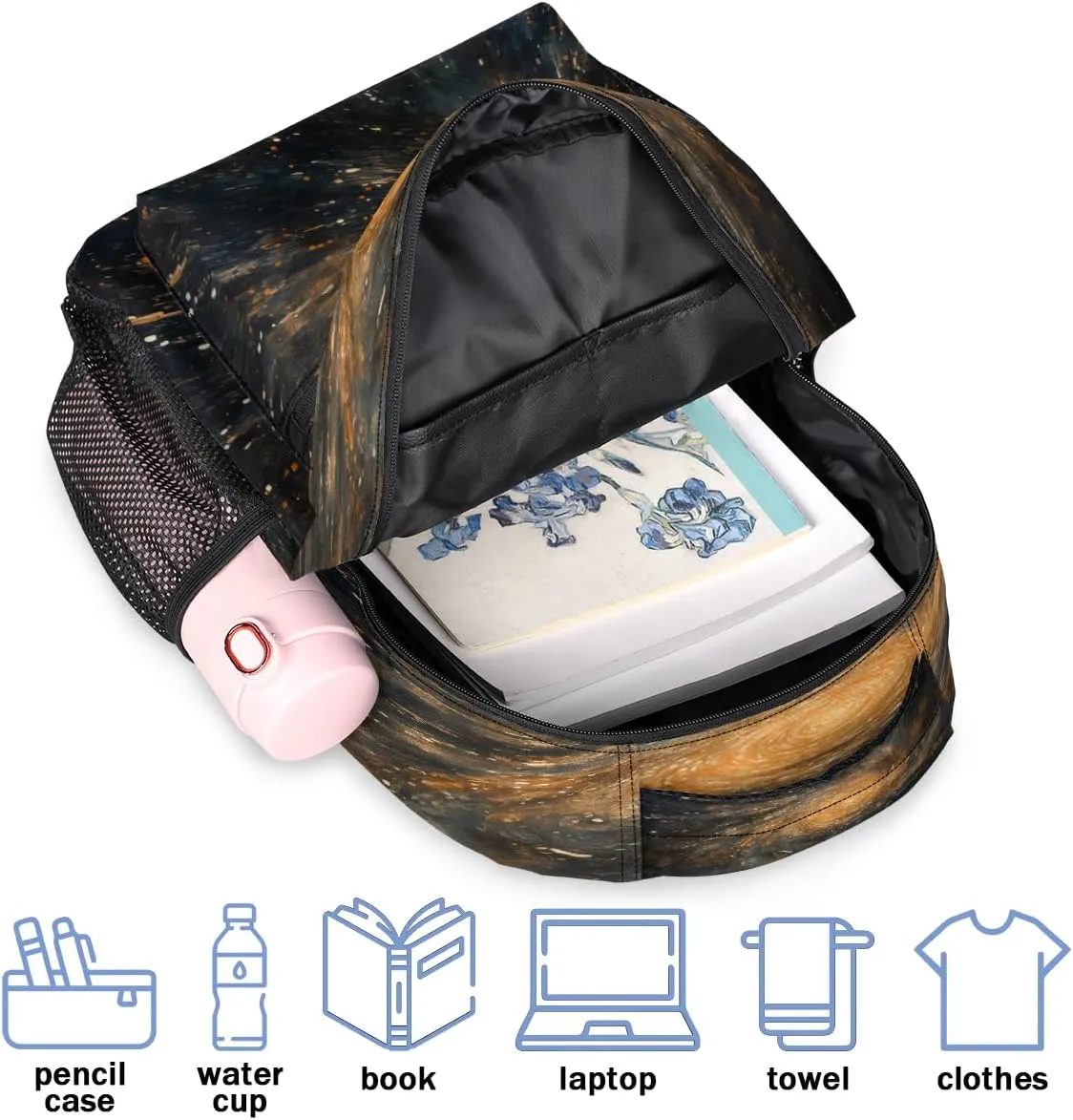 Backpack for Women Men, Universe Starry SkyCasual Backpacks, Waterproof Lightweight Galaxy Daypack Bags for Travel Camping Work