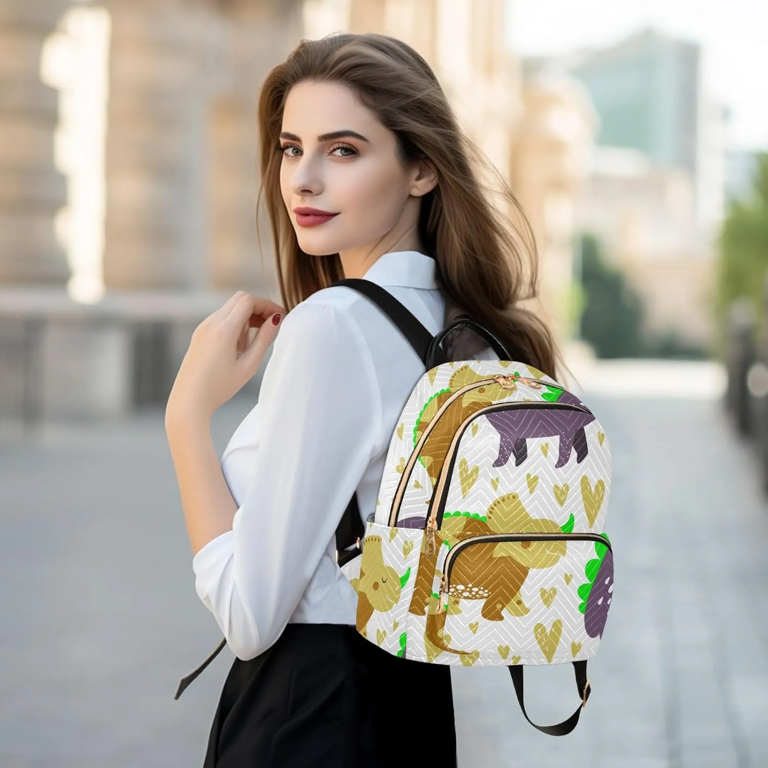 Backpack for Women Shoulder Bag Lightweight Mini Backpack Casual Daypack Back Pack for Travel Work Dinosaur (Medium Pattren 5)