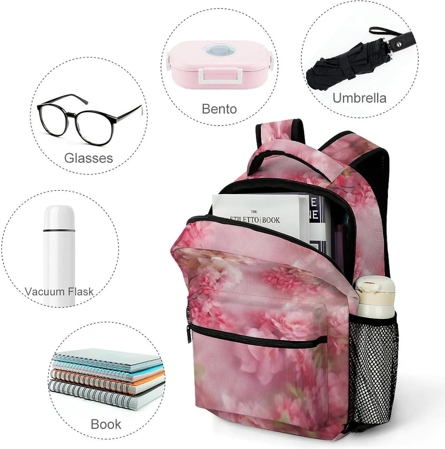 Backpacks Floral Flowers Travel Bag Laptop Backpack Casual Daypack for Weekender Business Hiking