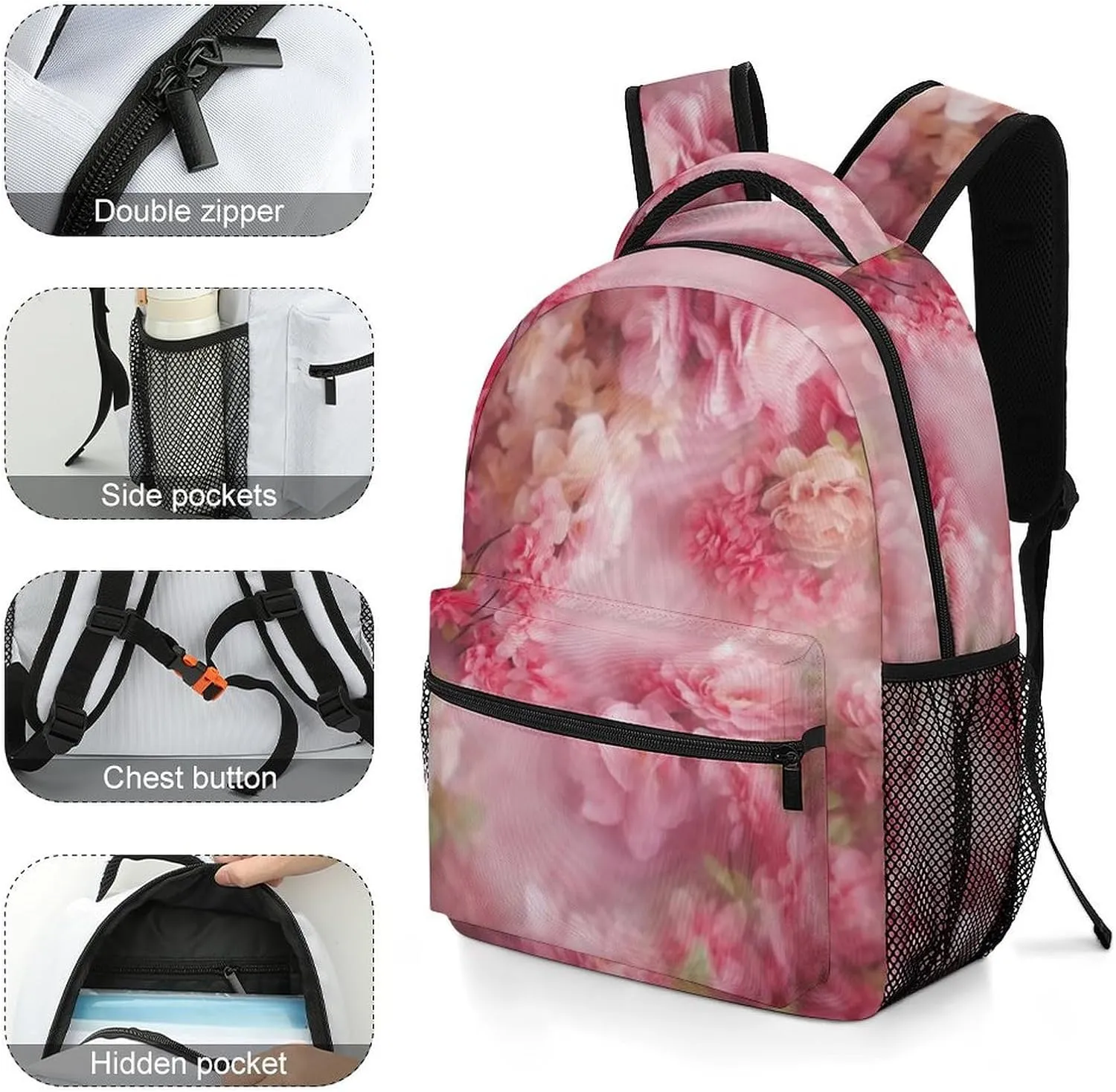 Backpacks Floral Flowers Travel Bag Laptop Backpack Casual Daypack for Weekender Business Hiking