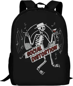 Backpacks Social Rock Distortion Band Double Shoulder Bag 15 Inchs Laptop Backpack for Camping Travle Work Hiking Women Men Gifts