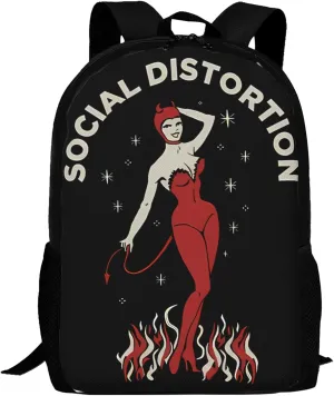 Backpacks Social Rock Distortion Band Double Shoulder Bag 15 Inchs Laptop Backpack for Camping Travle Work Hiking Women Men Gifts