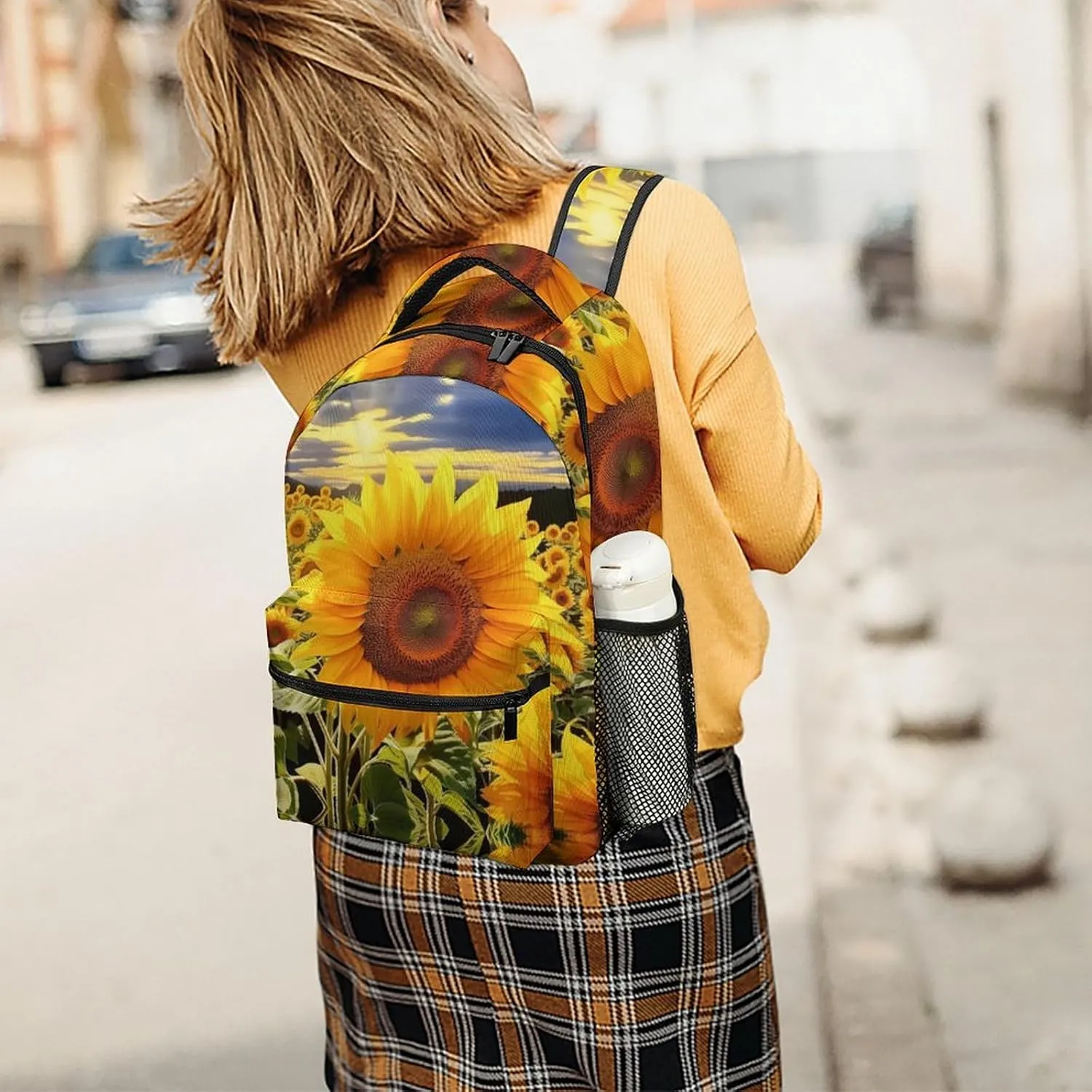 Backpacks Sunflowers Drawing Travel Bag Laptop Backpack Casual Daypack for Weekender Business Hiking