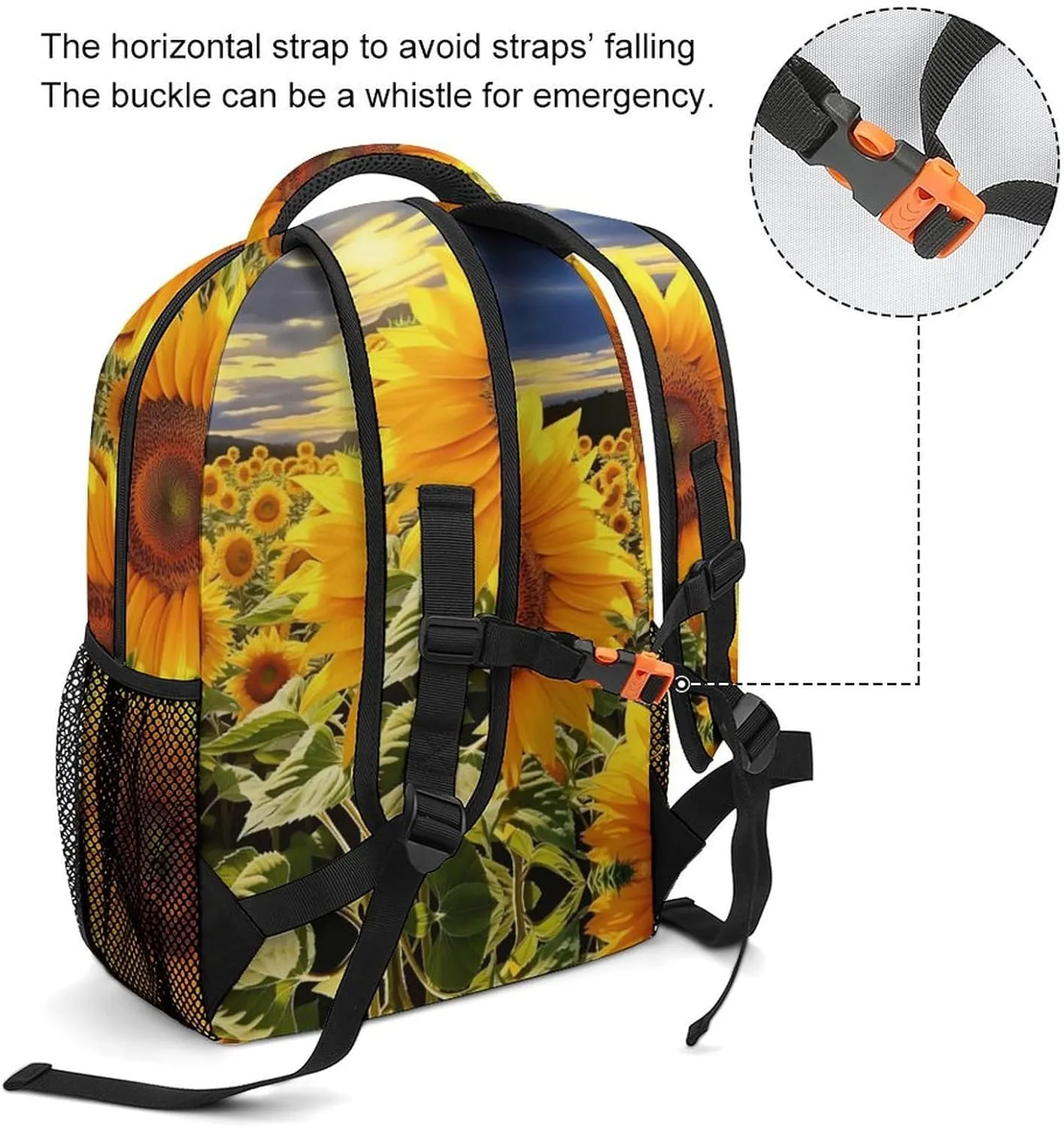 Backpacks Sunflowers Drawing Travel Bag Laptop Backpack Casual Daypack for Weekender Business Hiking