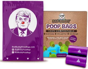 BAD BUDDY Compostable Dog Poop Bags, 240 Refill Bags, 100% Earth Friendly, Extra Thick, Leak Proof, Lavender Scented Dog Waste Bag, TRUMP CLOWN