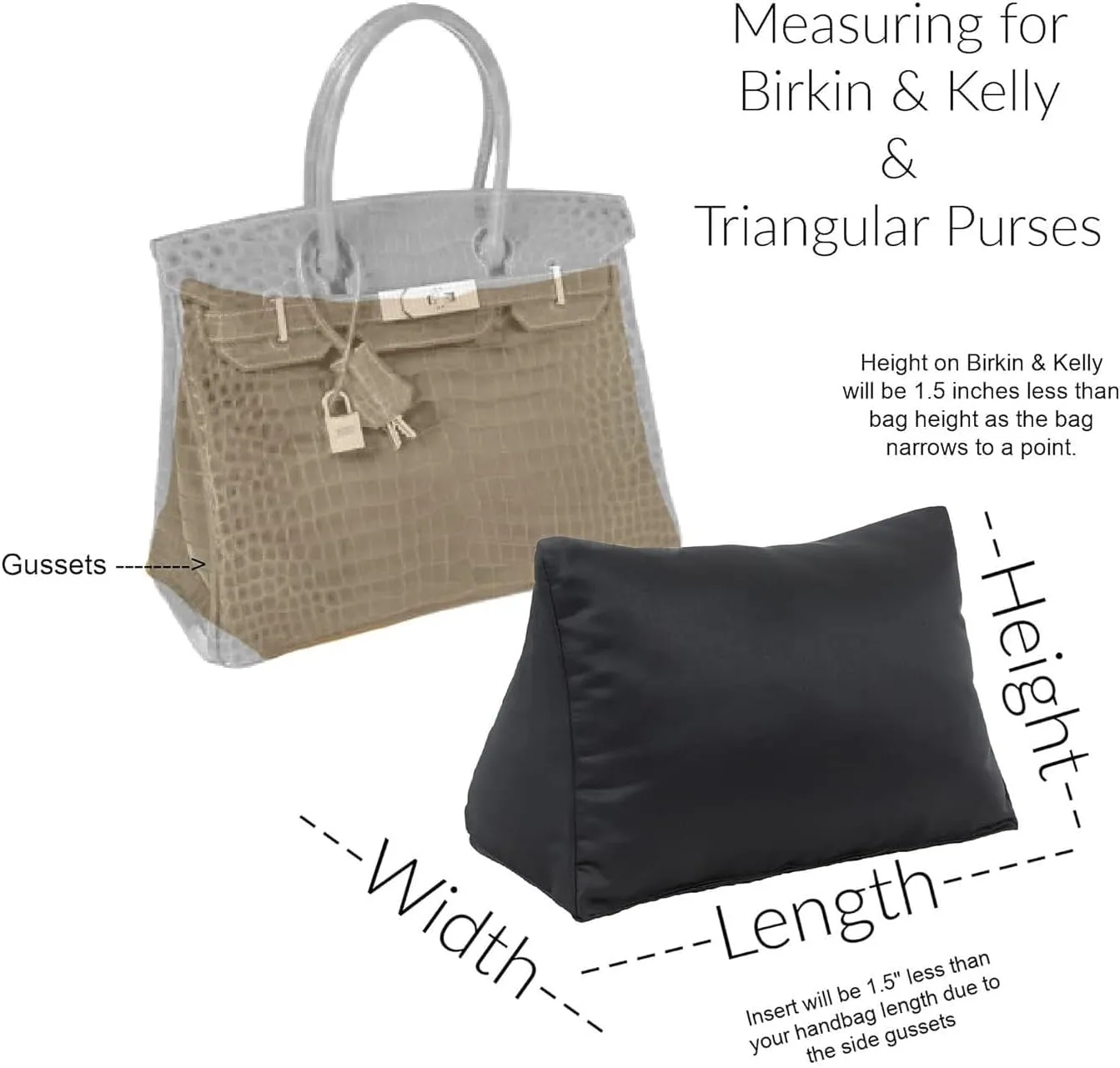 Bag Fillers for Kelly and Birkin Handbags | Triangle Purse Insert Pillows | Cushioned Shaper Inserts