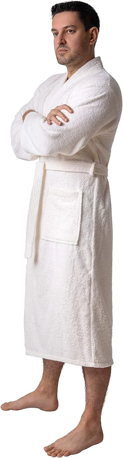 BAGNO MILANO Organic Men Bathrobe, GOTS Certified Organic Turkish Cotton Luxury Kimono Robe, Made in Turkey