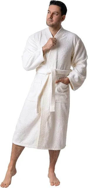 BAGNO MILANO Organic Men Bathrobe, GOTS Certified Organic Turkish Cotton Luxury Kimono Robe, Made in Turkey