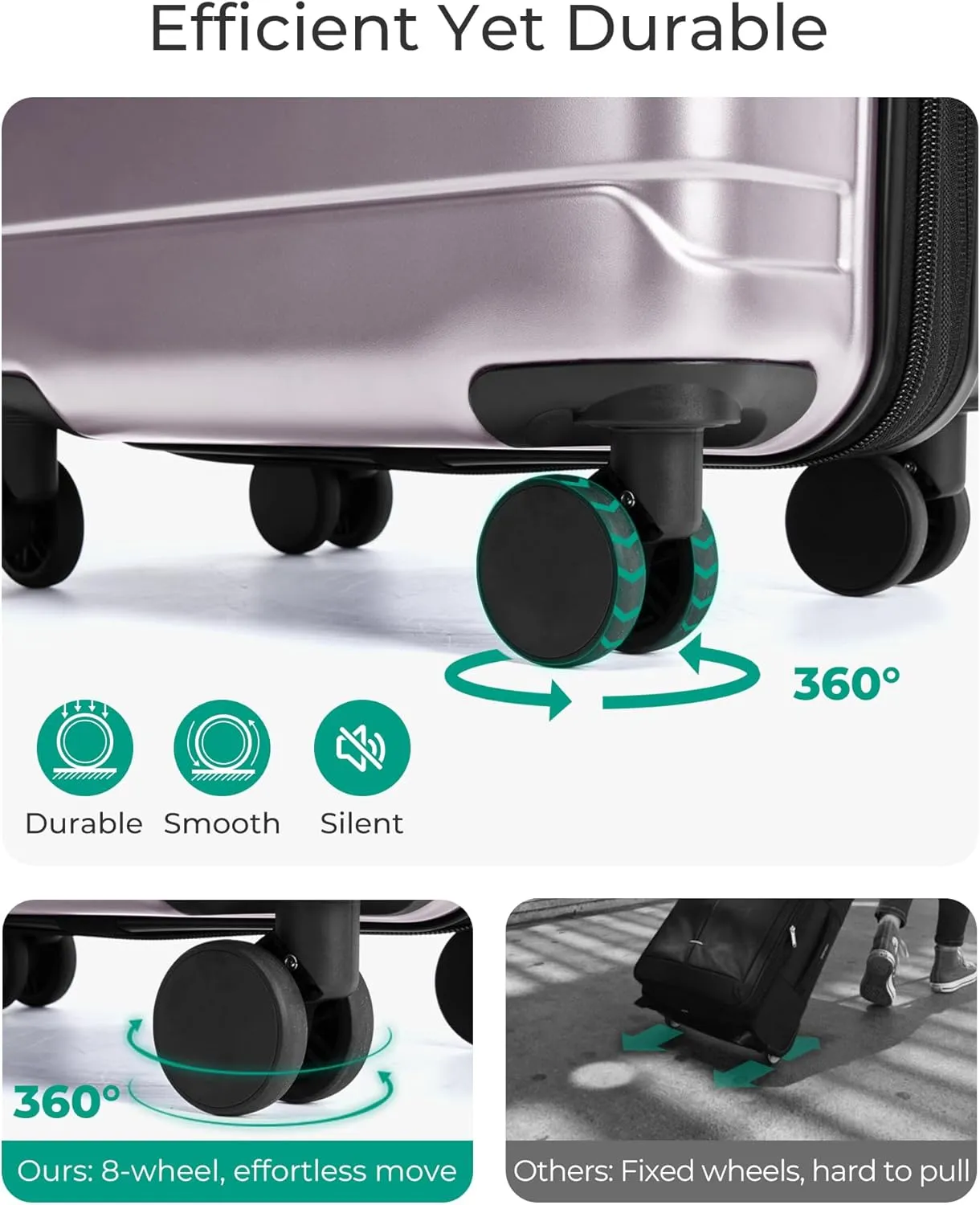BAGSMART Carry On Luggage 22x14x9 Airline Approved with TSA Lock,20 Inch Lightweight Luggage with Spinner Wheels,100% PC Hard Shell Carry On Suitcases for Men Women,Rose Purple