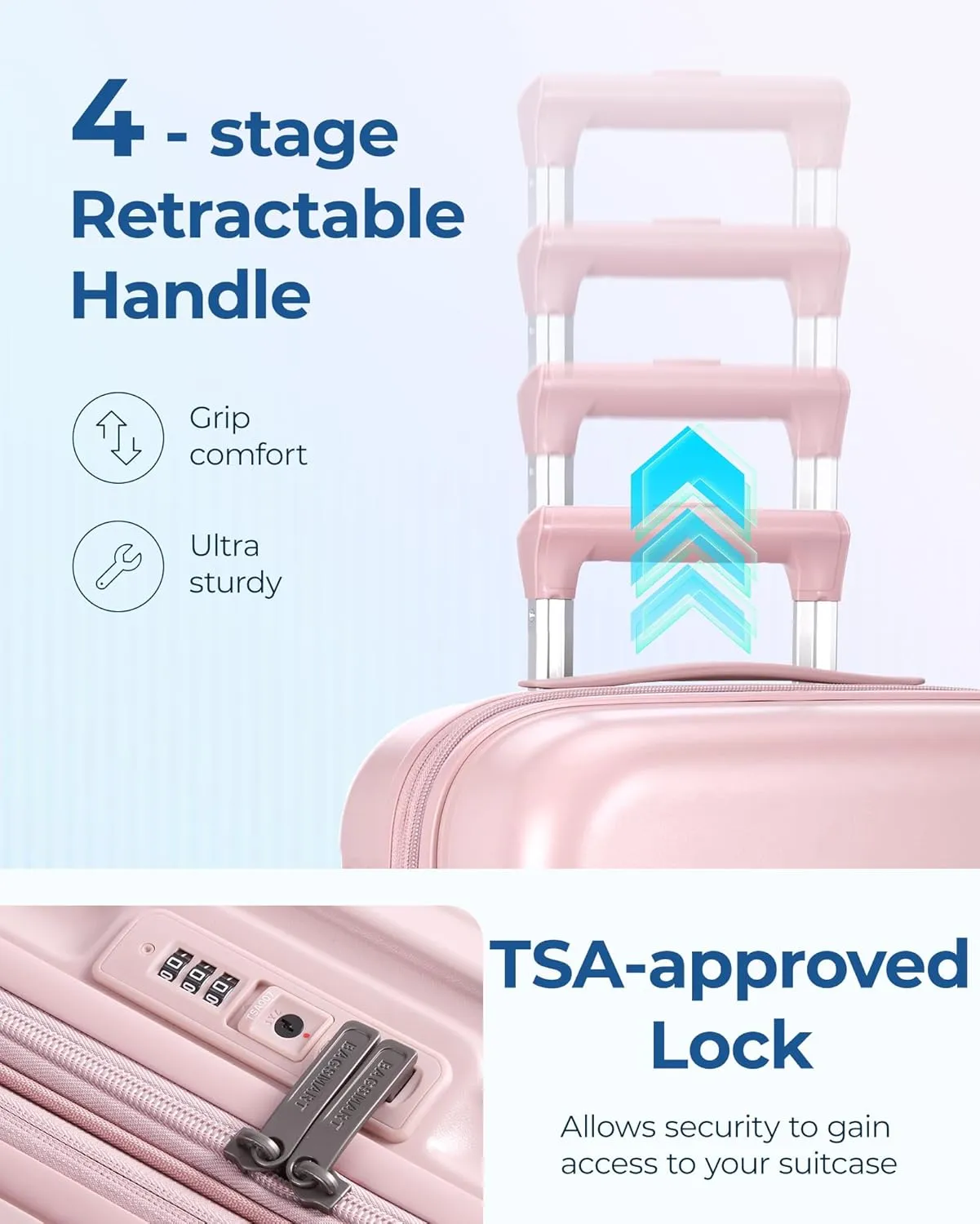 BAGSMART Hardside Expandable Luggage With Spinner Wheels, PC Lightweight Carry-On Luggage Airline Approved With TSA Lock, Durable Women Travel Suitcase Carry On 20 Inch, Pink