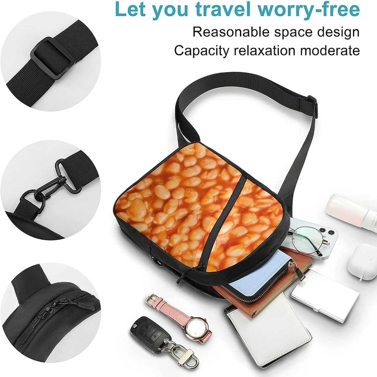 Baked Beans Folding Chest Bag with Multiple Pockets Lightweight And Durable Design
