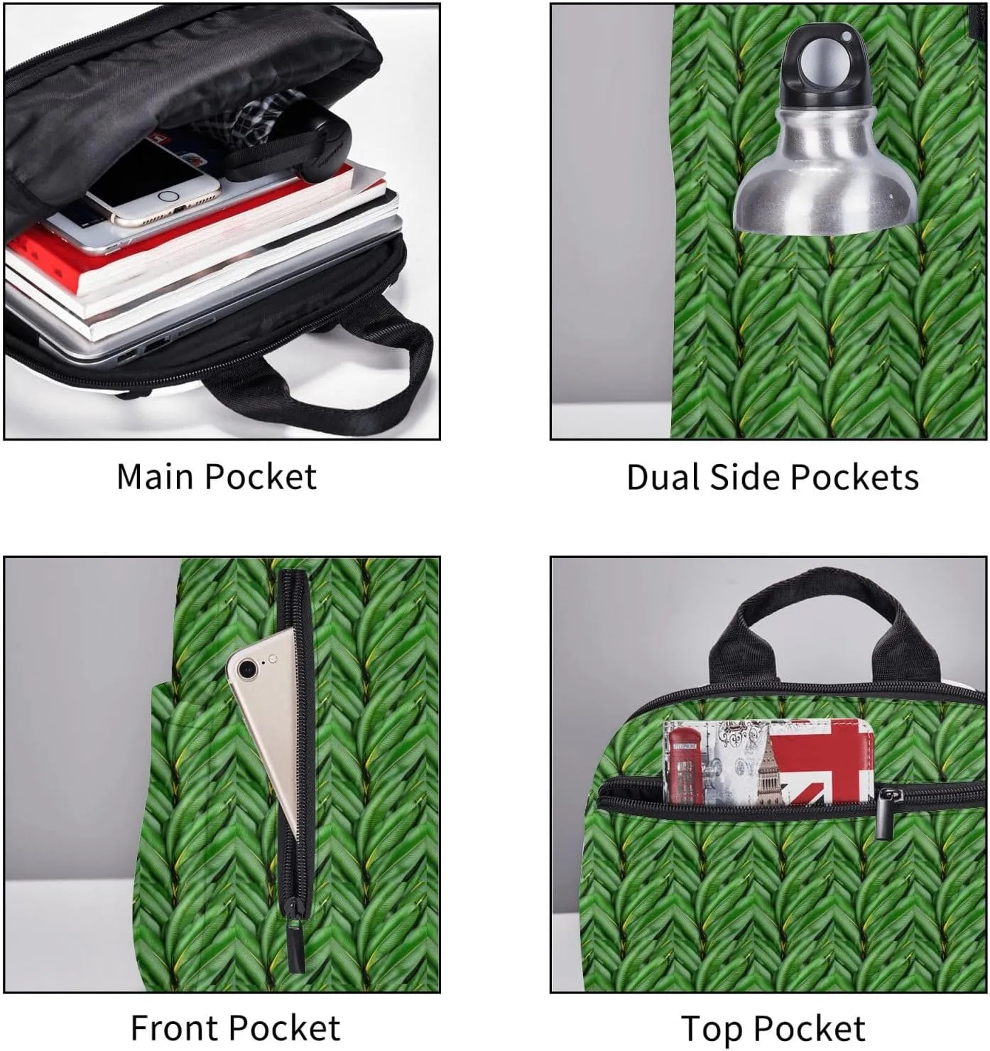 Banana Leaf Green Print Simple And Lightweight Leisure Backpack, Men'S And Women'S Fashionable Travel Backpack