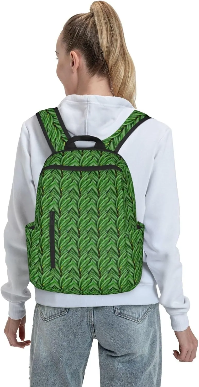 Banana Leaf Green Print Simple And Lightweight Leisure Backpack, Men'S And Women'S Fashionable Travel Backpack
