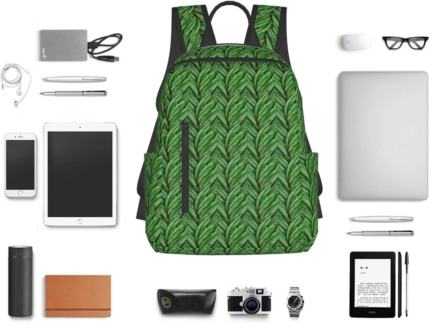 Banana Leaf Green Print Simple And Lightweight Leisure Backpack, Men'S And Women'S Fashionable Travel Backpack