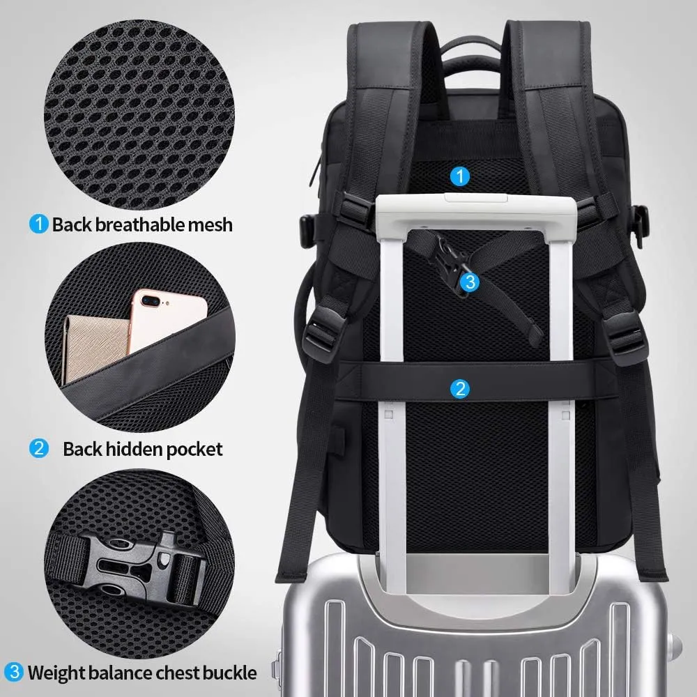 BANGE 35L Travel Backpack,Flight Approved Carry On Backpacks for International Travel Bag, Water Resistant Durable 17-inch Laptop Backpacks,Large Daypack Business Weekender Luggage Pack for Men Women