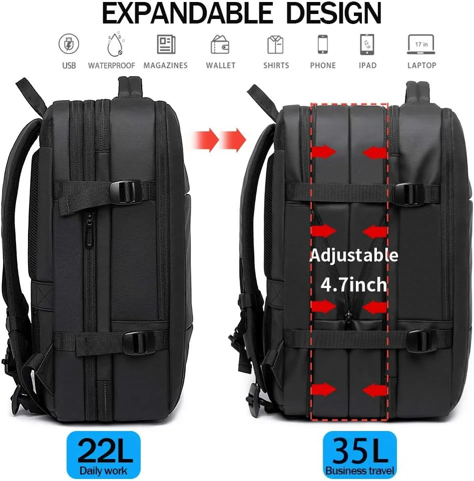 BANGE 35L Travel Backpack,Flight Approved Carry On Backpacks for International Travel Bag, Water Resistant Durable 17-inch Laptop Backpacks,Large Daypack Business Weekender Luggage Pack for Men Women