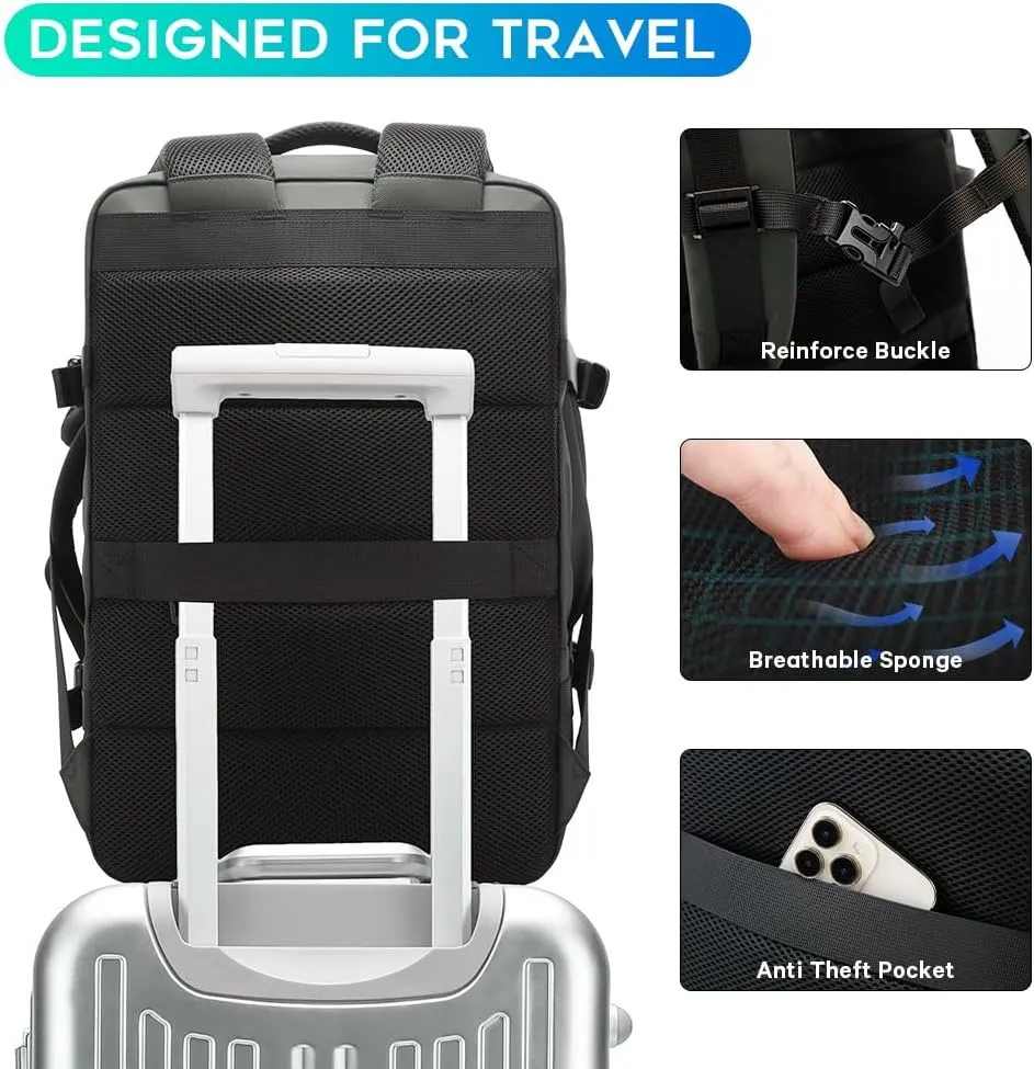 BANGE Laptop Travel Backpack for 17inch,Carry On Backpacks With Personal Item Size,Waterproof Business Work Hiking Casual Bag
