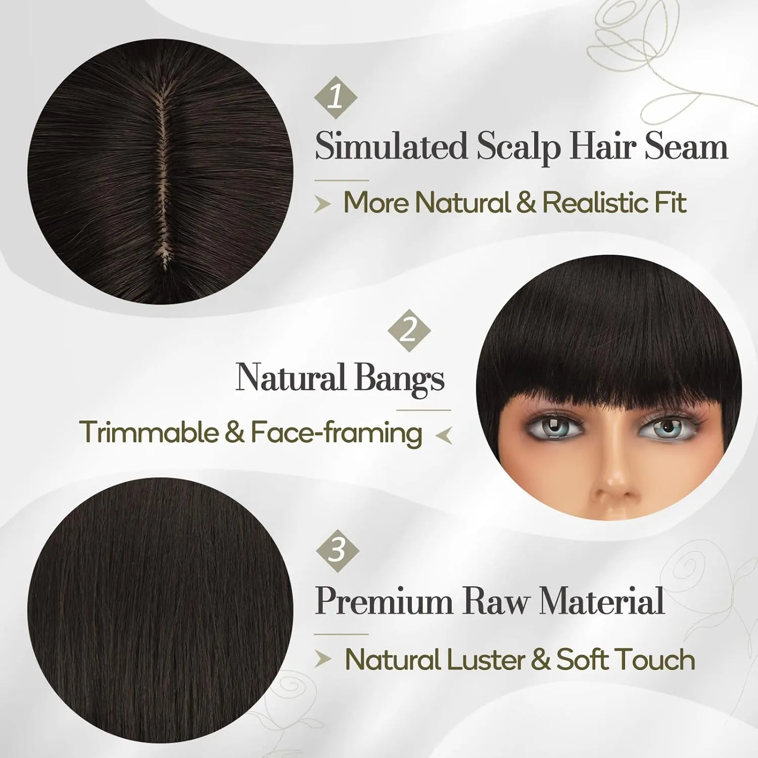 BARSDAR Short Bob Wig with Bangs - 12 Inch Dark Brown Chin-Length Short Bob Bangs Wig for Women - Natural Looking Synthetic Hair Replacement Wigs Mathilda Costume Party Bob Wigs