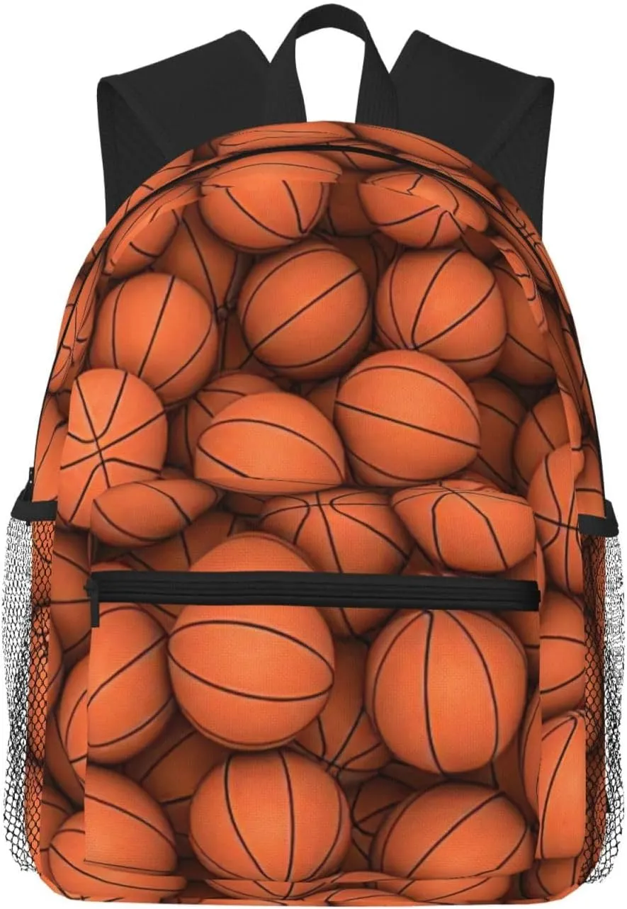 Basketball Orange print Lightweight and comfortable backpack Casual Laptop Backpack for Travel Hiking