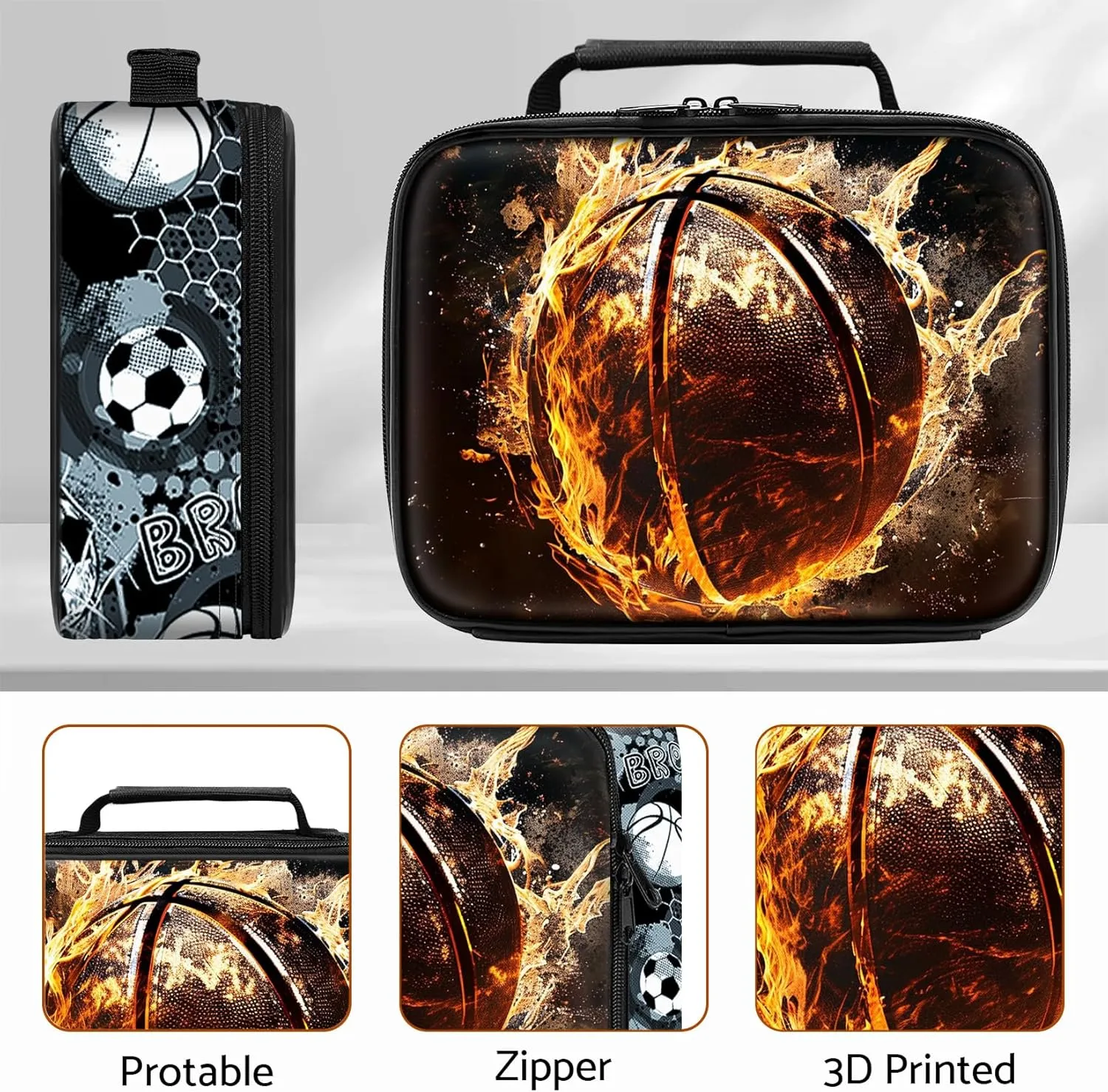 Basketball Rolling Backpack for Boys - 3PCS Boys Rolling Backpack with Lunch Box Set for Kids Children Teens Elementary Middle School,Sport Roller Bookbag with Wheels for Age 6-18