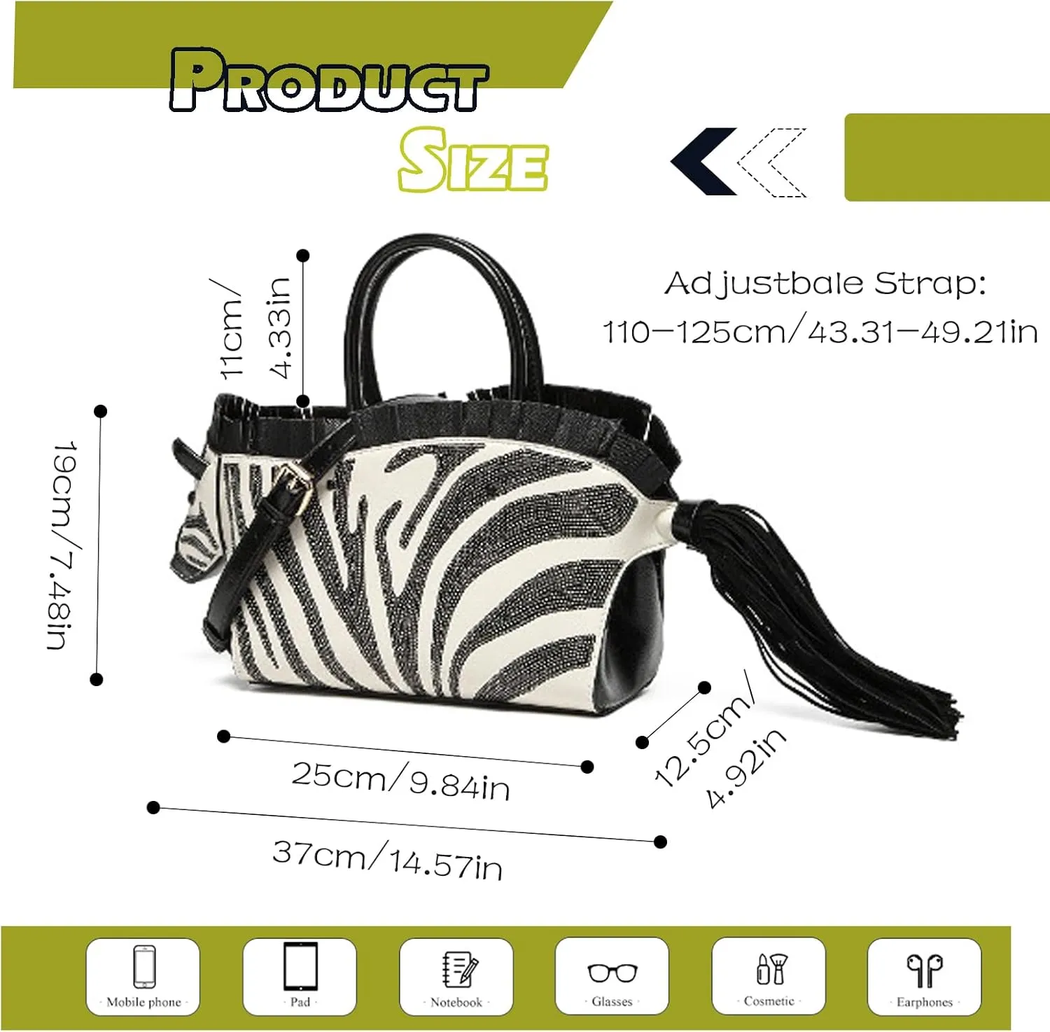 Basmgrzaia Women's Luxury Horse-Shaped Crossbody Handbag with Fringe - Unique Designer Purse for Casual & Special Events