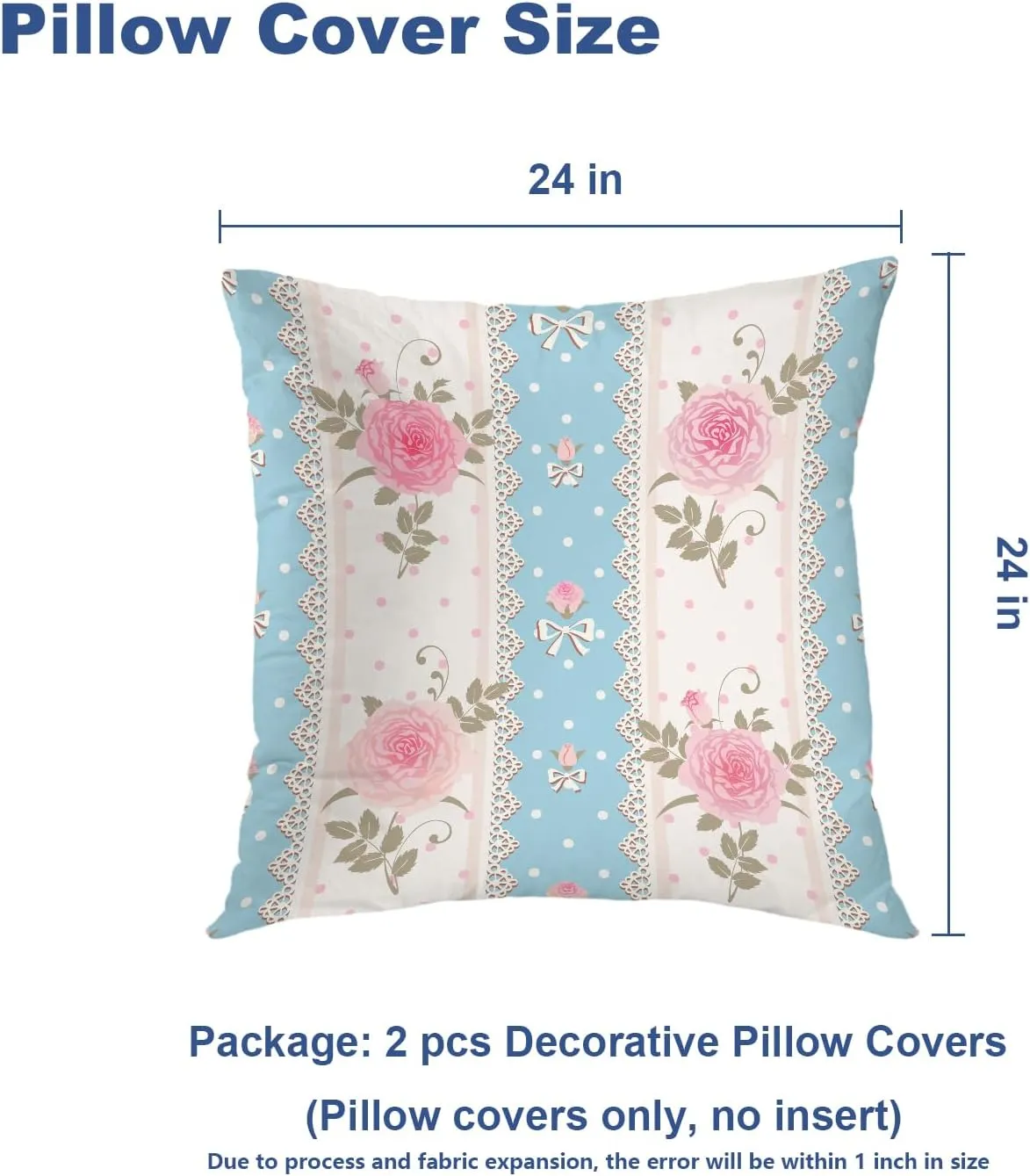 Batmerry Pink Shabby Rose Throw Pillow Covers,Chic Decorative Pillow Covers Digital Printing Blended Fabric for Couch Sofa Bed Invisible Zipper 16X16 in