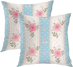 Batmerry Pink Shabby Rose Throw Pillow Covers,Chic Decorative Pillow Covers Digital Printing Blended Fabric for Couch Sofa Bed Invisible Zipper 16X16 in