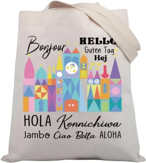 BDPWSS Bonjour Hello Aloha Hola Guten Tag Hej Tote Bag Amusement Park Gift Magic Kingdom Handbag Recreation Facility Gift