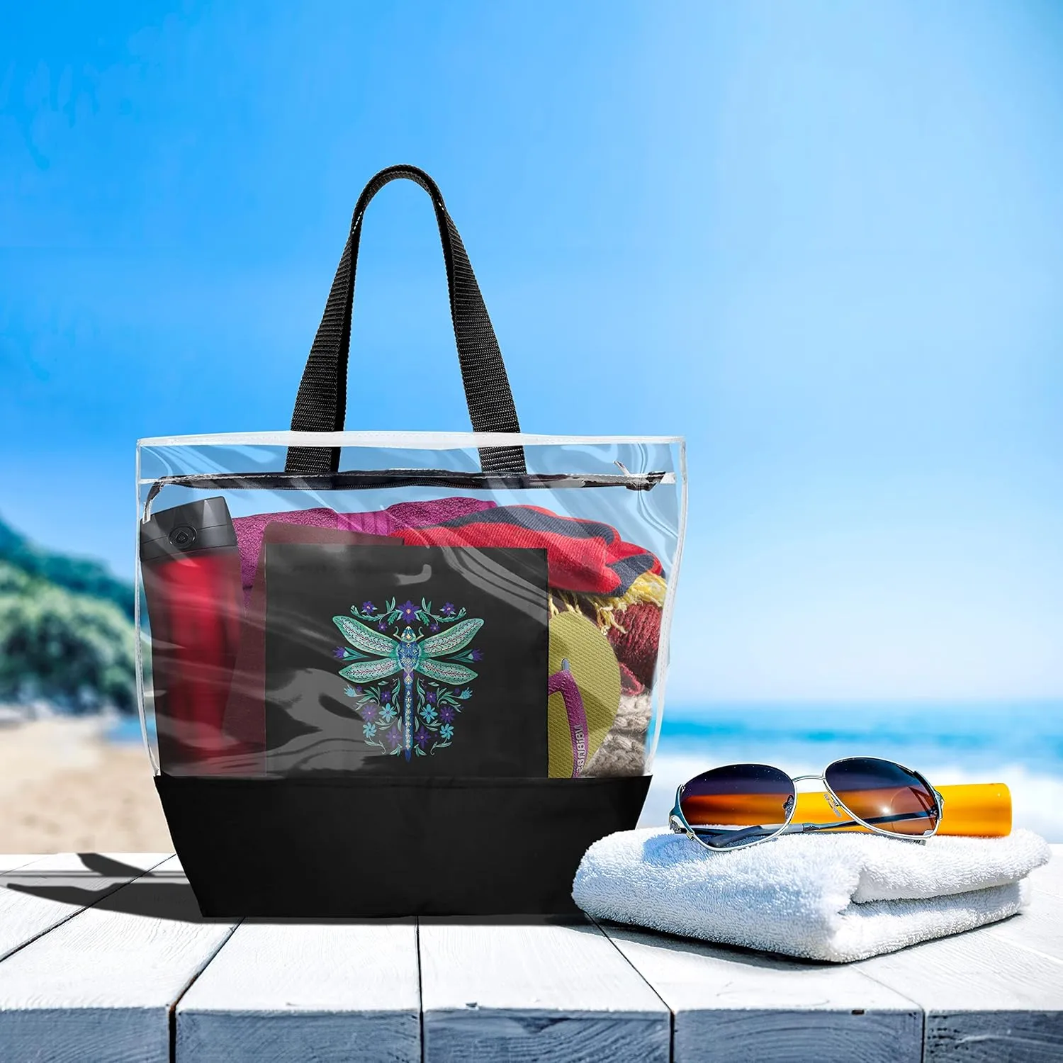 Beach Tote Bag Foldable Reusable Durable and Washable for Outdoor Travel Shopping Gym, Stadium