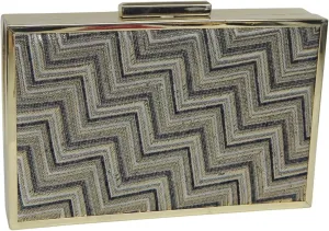 Beaute Bags Zig-Zag Metallic Box Clutch Frame Cocktail Party Evening Bag Handbag with Detachable Shoulder Strap GREAT GIFT