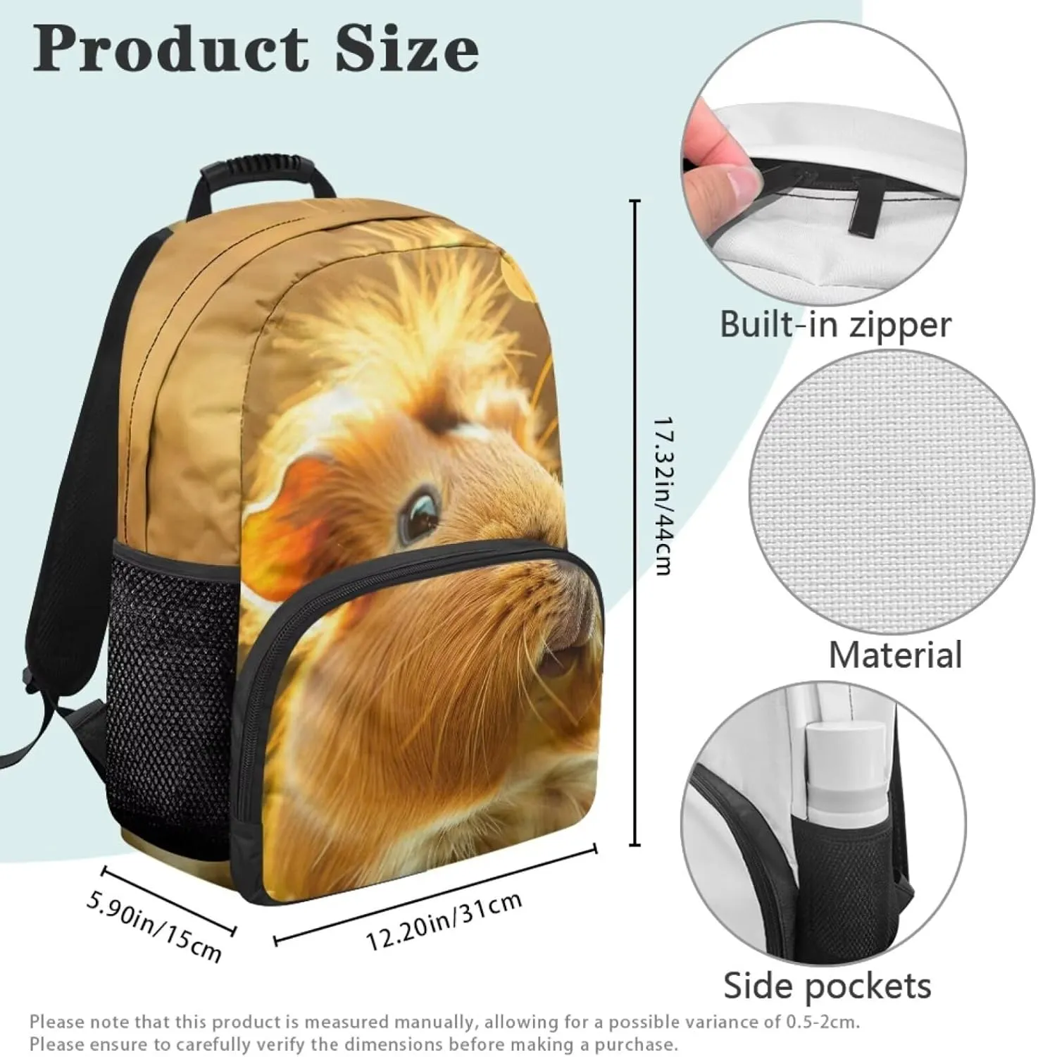Beauty Collector Hamster Sunshine Backpacks Travel Laptop School Book Bag for Teens Kids